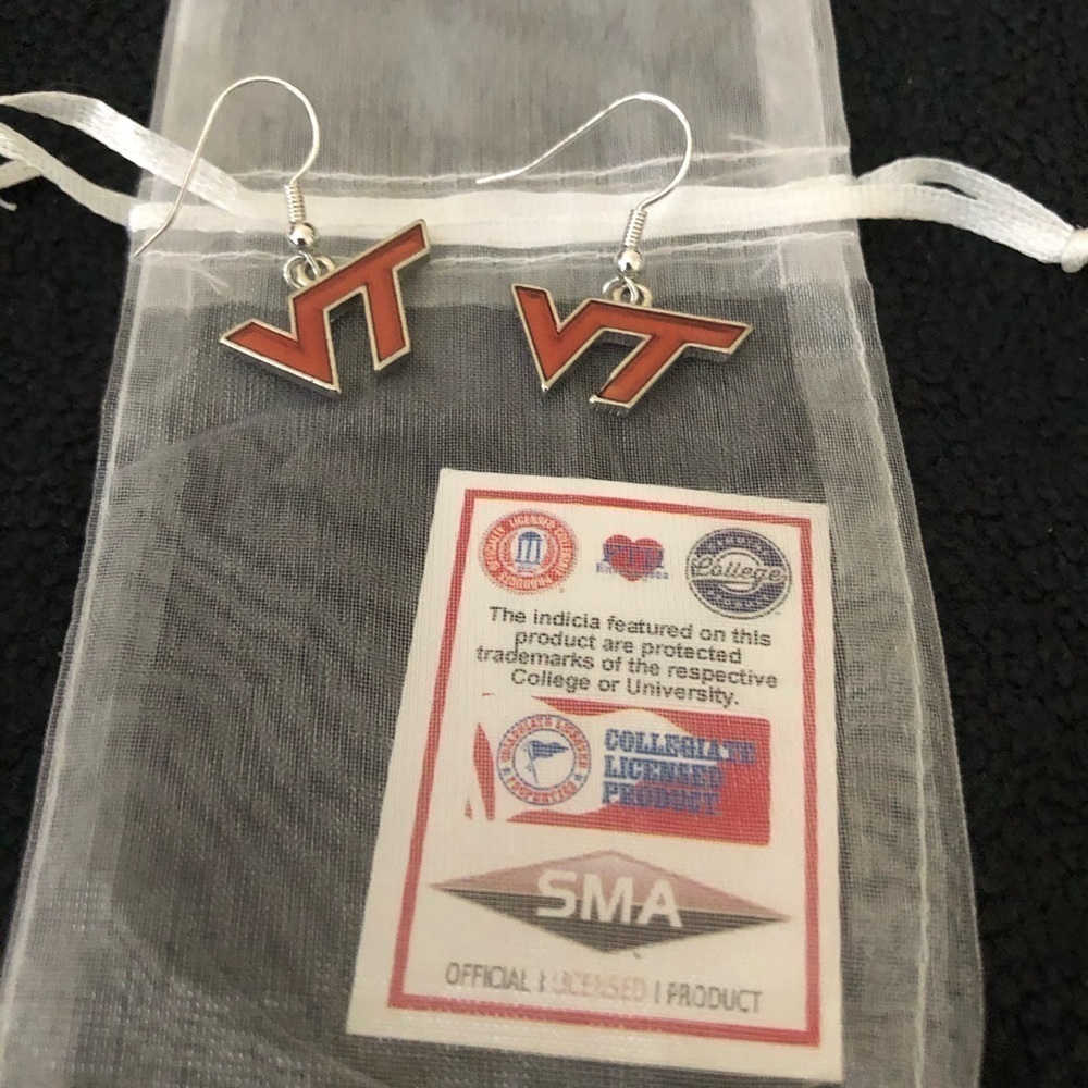 VT University Fishhook Earrings, Brand New